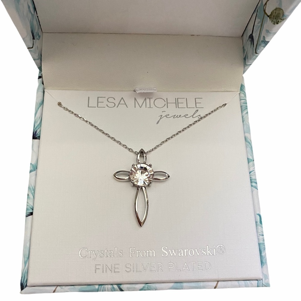 Lesa Michele Jewels Swarovski Cross Necklace